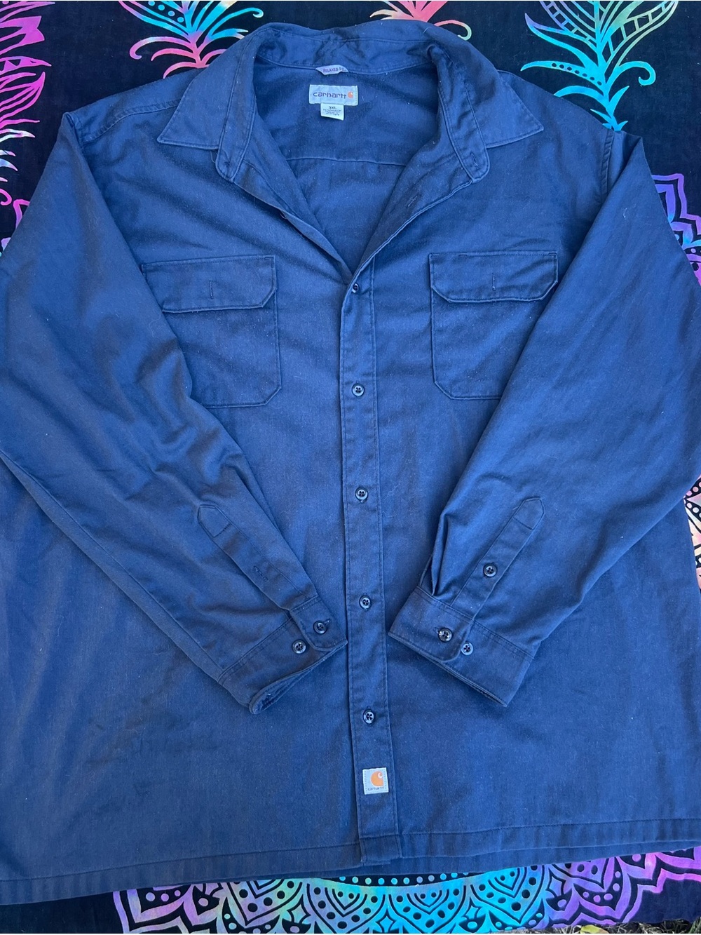 Carhartt Men’s Dark Navy Button-Front Shirt Jacket